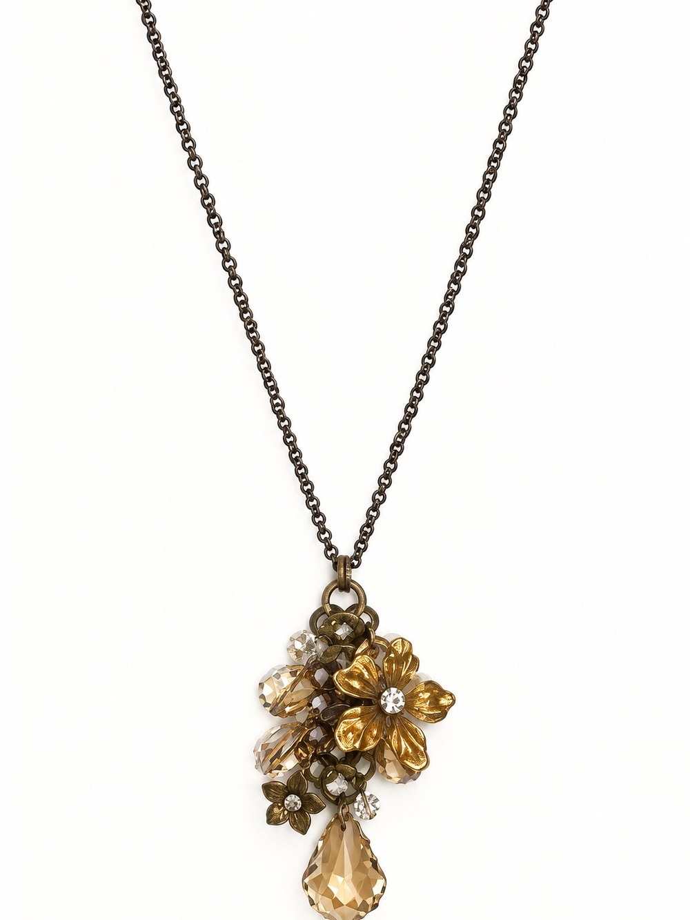 Liz Palacios Swarvarski Crystal Floral Pendant Necklace, NWOT